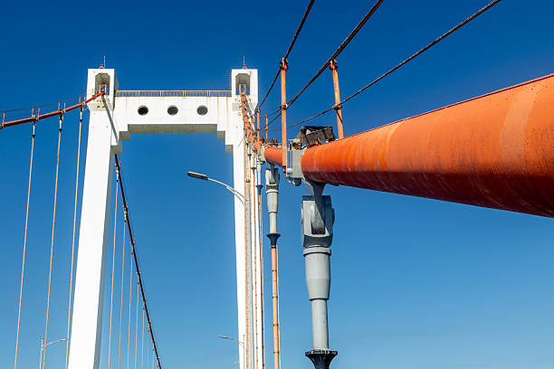 istock Suspension bridge close-up against clear blue sky 2235944583