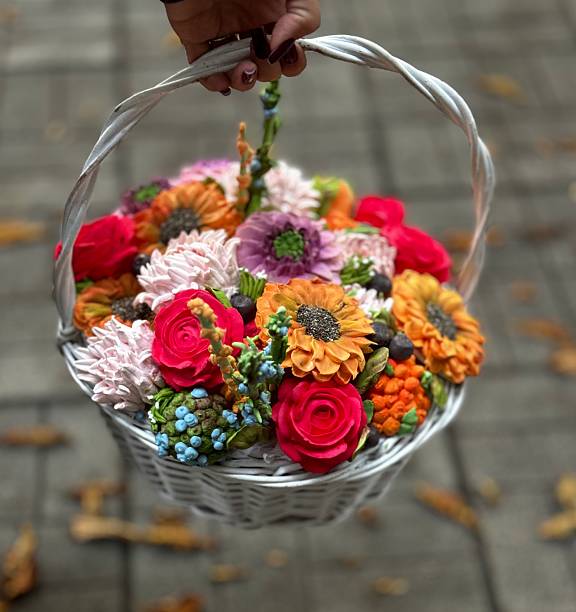 istock marshmallow flowers in a basket 2235952900