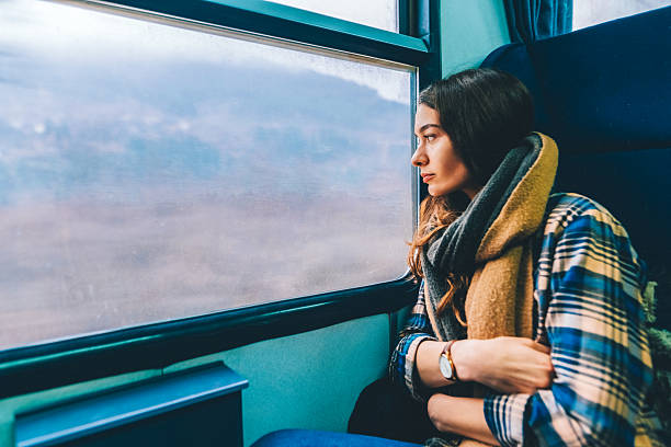 istock Solo female traveler looking out train window 2235954355