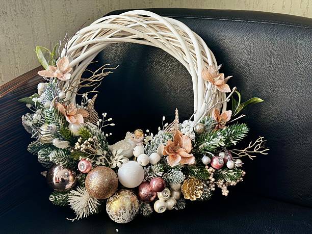 istock festive christmas wreath with pink ornaments 2235960669