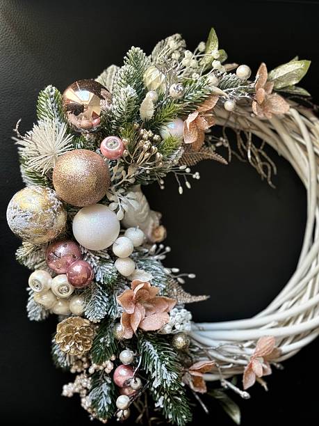 istock festive christmas wreath with pink ornaments 2235960734