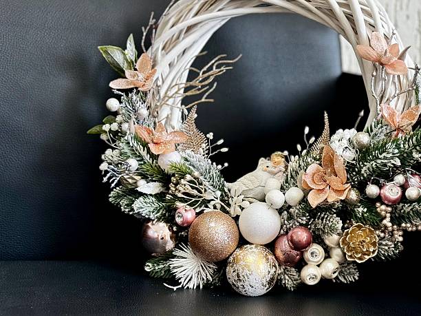 istock festive christmas wreath with pink ornaments 2235960778