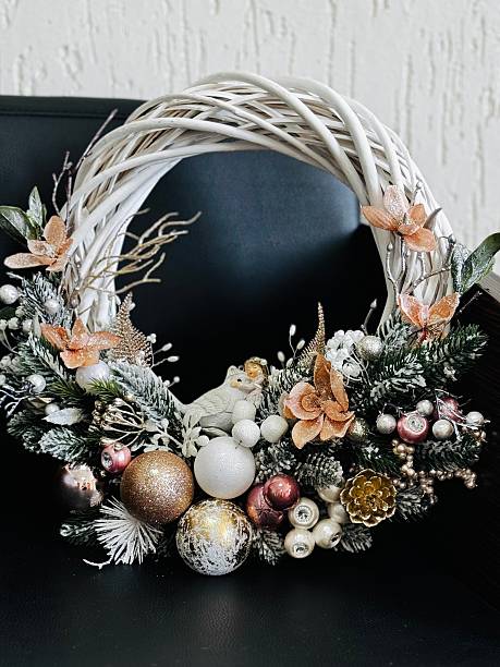 istock festive christmas wreath with pink ornaments 2235960780