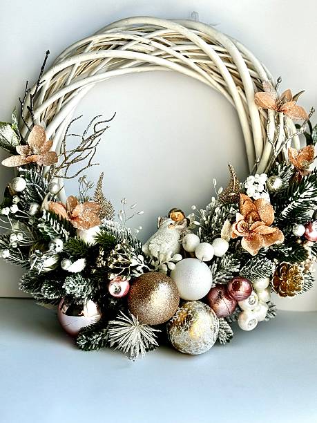 istock festive christmas wreath with pink ornaments 2235960831