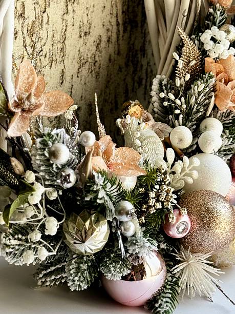 istock festive christmas wreath with pink ornaments 2235960839