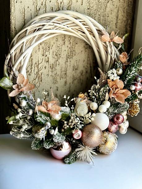 istock festive christmas wreath with pink ornaments 2235960845