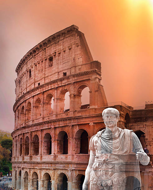 istock Coliseum, and statue of Julius Caesar 2235967666
