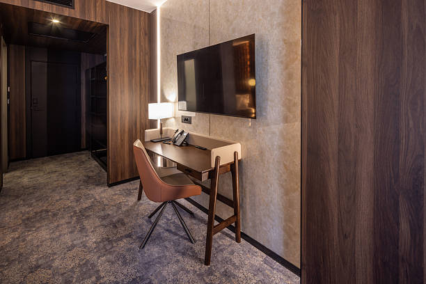 istock Modern hotel room work desk area 2235968231