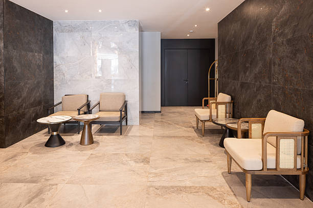istock Modern hotel lobby interior with stylish seating 2235968698