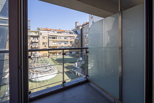 istock Modern balcony view of urban courtyard 2235968773