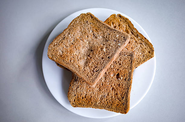 istock Toasted Bread on Plate Minimal Breakfast Setup on White Background 2235973703
