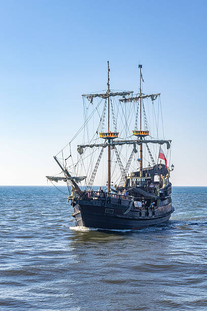 A wooden galleon ship at sea