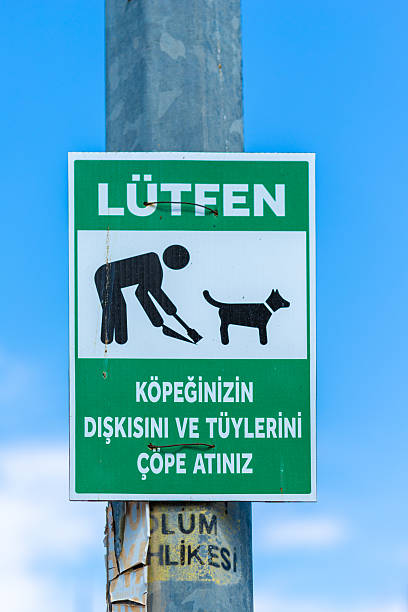 istock Dog Waste Sign in Turkish on a Metal Pole 2235975264