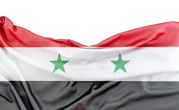 istock Flag of Syria isolated on white background with copy space above. 3D rendering 2235983656