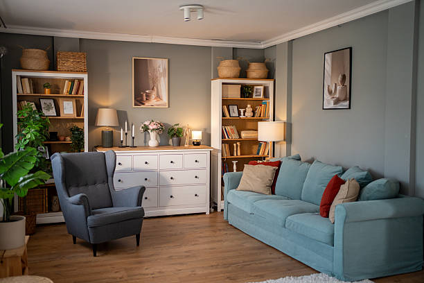 istock Modern living room interior design featuring comfortable sofa and armchair 2235988606