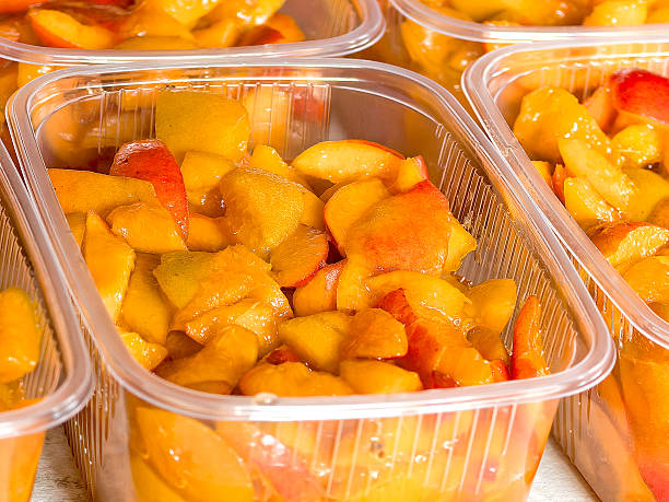 Flattened peach with white and sweet flesh