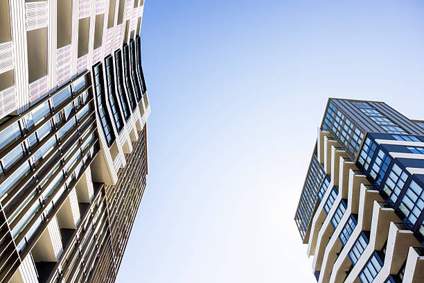 istock Modern apartment buildings, low angle view, background with copy space 2236007069
