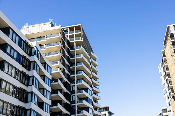 istock Modern apartment buildings, background with copy space 2236008223