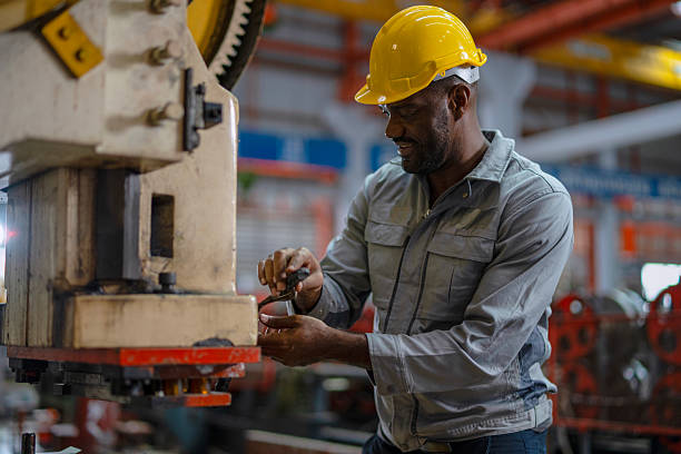 istock Engineer is working at metal sheet factory. 2236026697