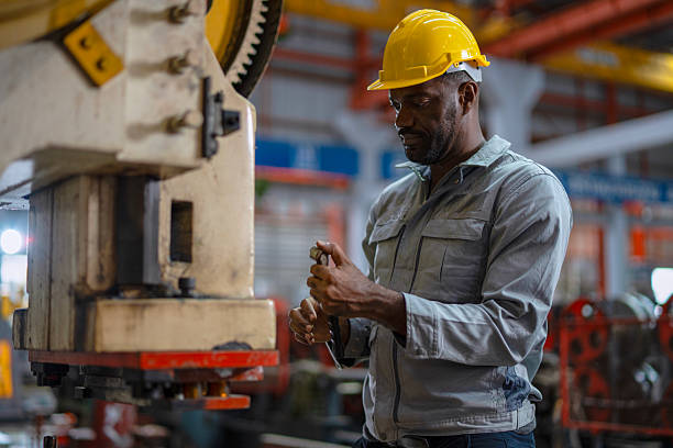 istock Engineer is working at metal sheet factory. 2236026698