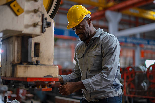 istock Engineer is working at metal sheet factory. 2236026740