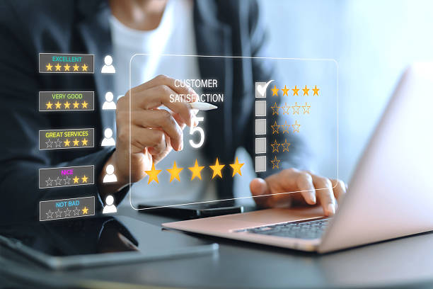 istock Customer review satisfaction feedback survey concept, User give rating to service experience on online application, Customer can evaluate quality of service leading to reputation ranking of business. 2236027826