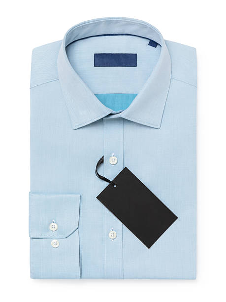 istock Folded men's long sleeve shirt, light blue color, isolated on white background, top view 2236030542