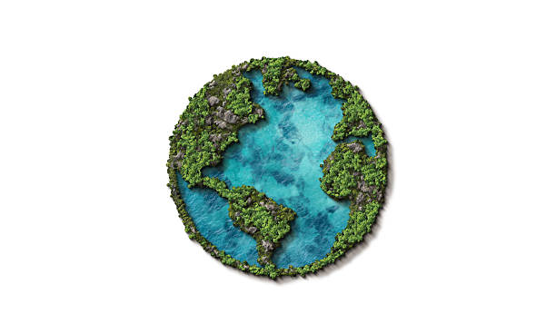 istock Green World Map- 3D tree or forest shape of world map isolated on white background. 2236030965