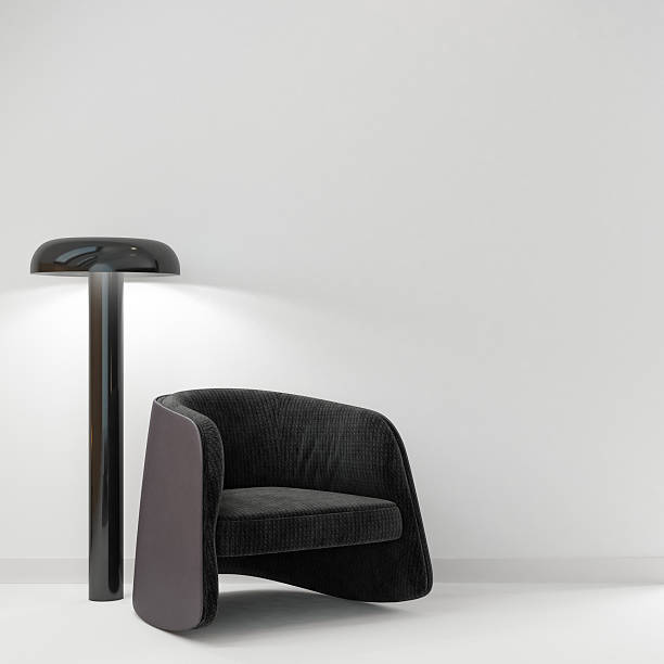 istock Modern Minimal Interior with Designer Armchair and Blank Wall - copy space 2236035848