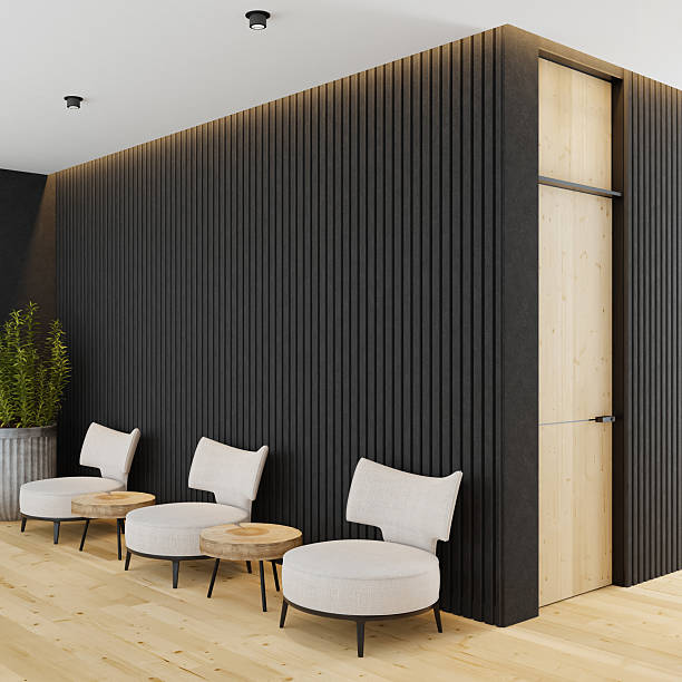 istock Japandi Style Hallway Interior with White Armchairs and Natural Materials 2236038064