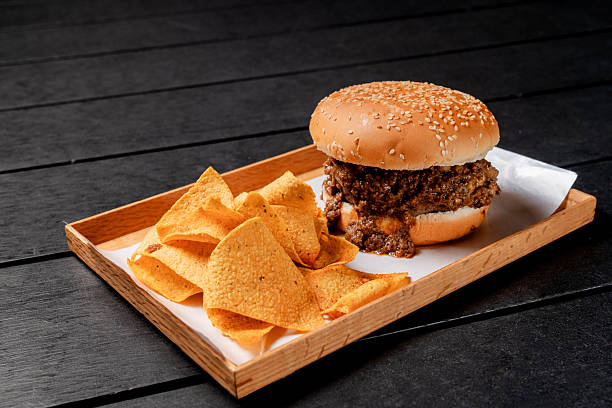 istock Sloppy Joe Hamburger with a Side of Tortilla Chips 2236038155