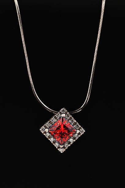 istock A white gold necklace with a ruby gemstone pendant 2236039134
