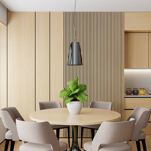 istock Japandi Dining and Kitchen Interior with Pine Wood Finishes 2236039744