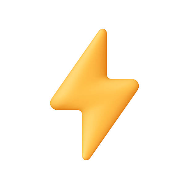 istock Yellow lightning bolt symbol. Electricity, energy, flash, speed, power, and high voltage concept. 3d vector icon. Cartoon minimal style 2236043267