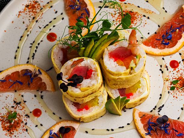 istock Gourmet Sushi with Vibrant Garnishes 2236050876