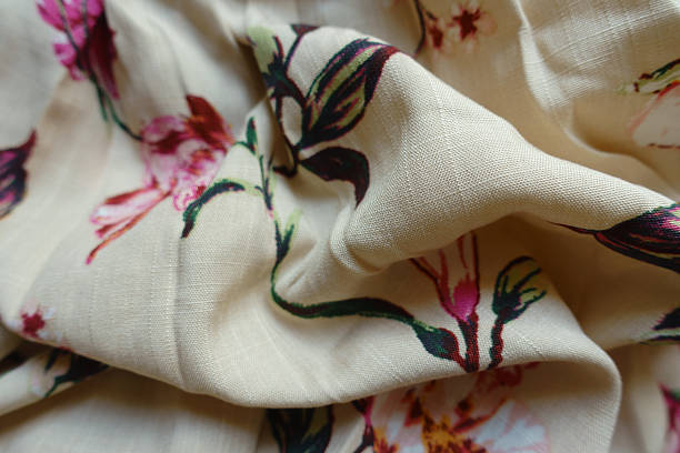 istock Draped light beige, pink and green linen fabric 2236054191