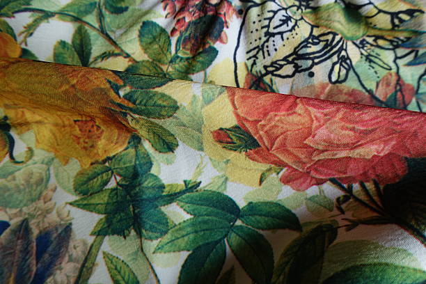 istock Folded bright and colorful crepe georgette fabric 2236054468