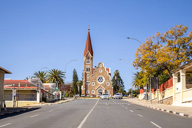 Christuskirche is a historic Lutheran church built between 1907 and 1910 during the German colonial period, Windhoek, Namibia.