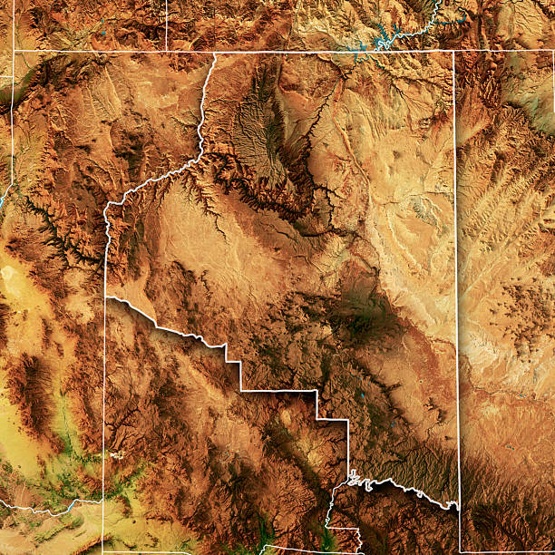 istock Coconino County Satellite Topographic Map 3D Render Color Border 2236059141