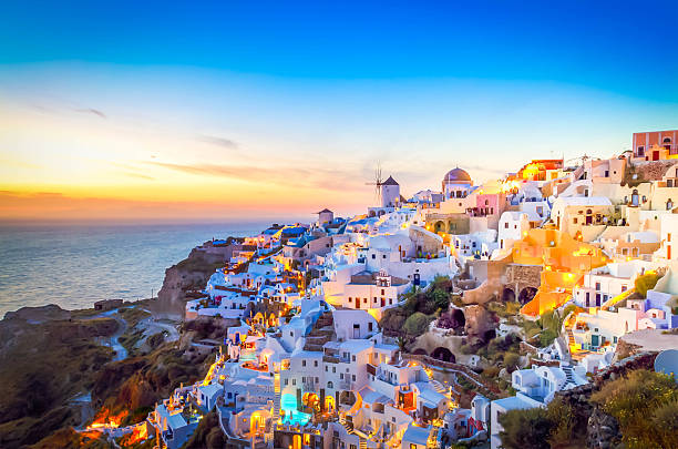istock Oia village at night, Santorini 2236072188