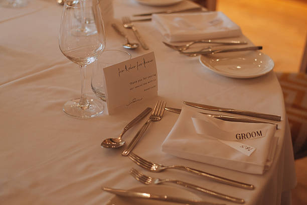 istock Wedding Day Meal Table Settings with White Plates 2236074658
