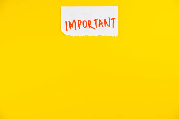 IMPORTANT tag on torn paper isolated on bright yellow background