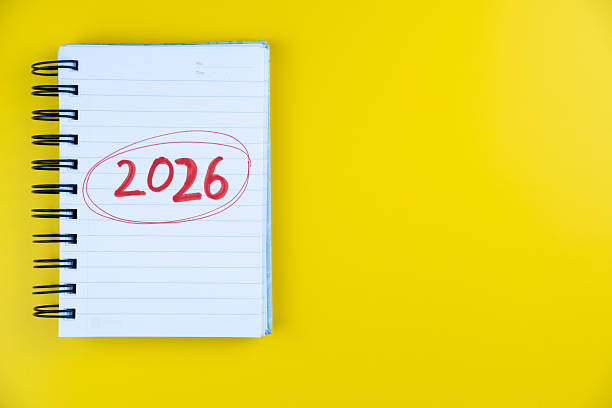 istock Notepad with 2026 written in red circle on notebook page, new year goals, planning and future vision concept, high resolution stock image 2236077117