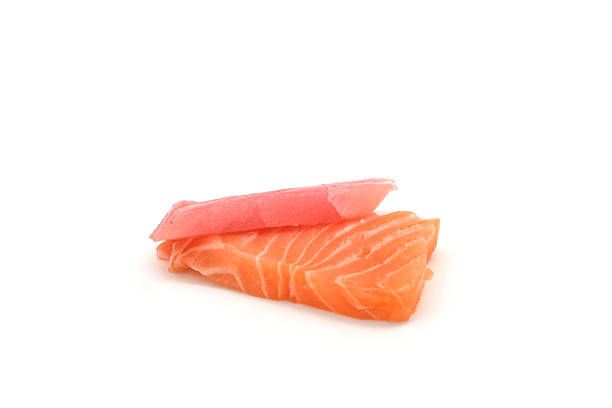 Sashimi Japanese food, beautifully decorated sashimi plate, top view