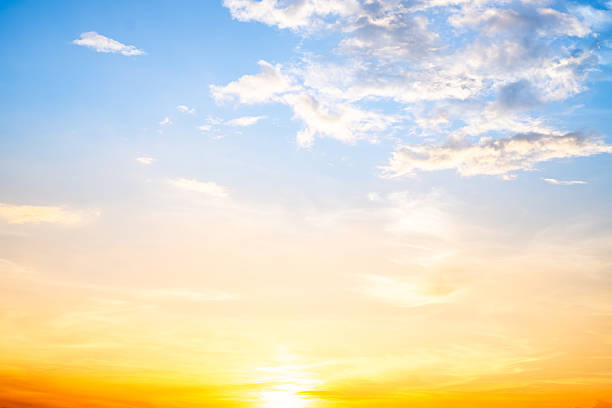istock Beautiful , luxury soft gradient orange gold clouds and sunlight on the blue sky perfect for the background, take in evening,Twilight, Large size, high definition landscape photo 2236091353