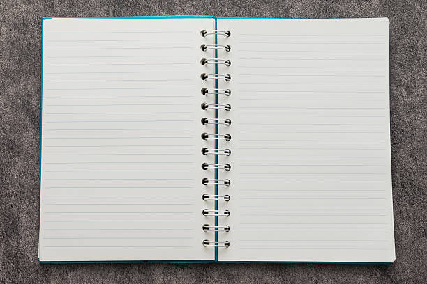 istock Top View of Open Blank Spiral Notebook on Grey Background 2236091951