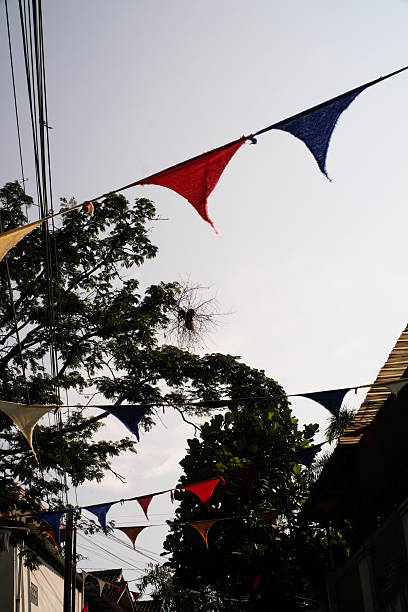 istock The sky is covered with cloth pieces tied to a rope. 2236093253