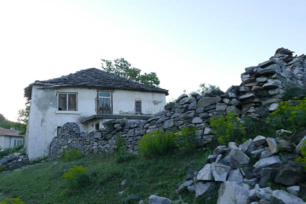 Old house, stone wall, countryside, Bulgaria, Village