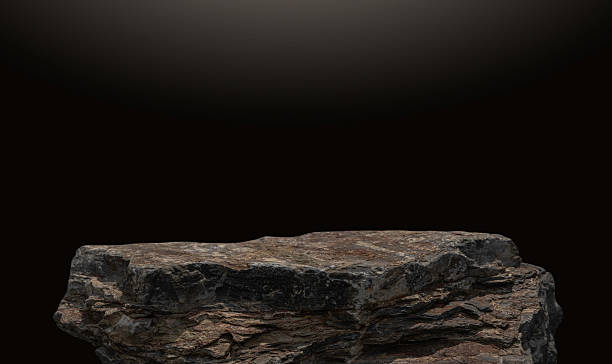 istock Rock Mountain, Stone Podium, Cliff granite rock with dark light studio background well material floor stage design presentation montage your products space advertising display promotion, Clipping path 2236101000