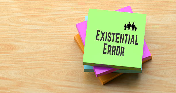istock Existential Error text on colorful sticky note on wooden desk, business absence reminder concept 2236109875